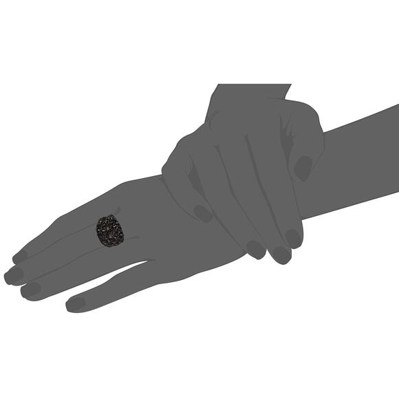 GUESS "Basic Jet and Silver Wide Band with Enamel and Stones Ring, Size 8 #75 - Picture 3 of 3